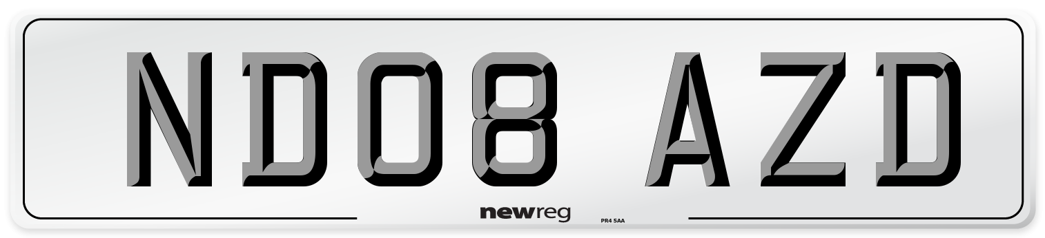 ND08 AZD Number Plate from New Reg